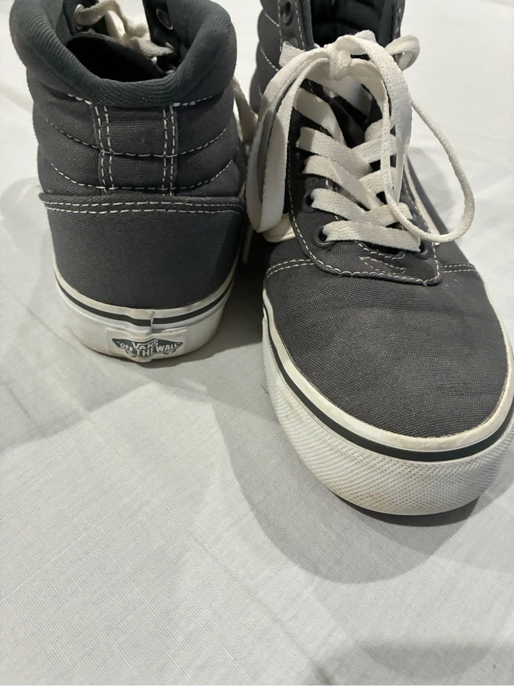 Vans Gray and White High-Top Canvas Sneakers